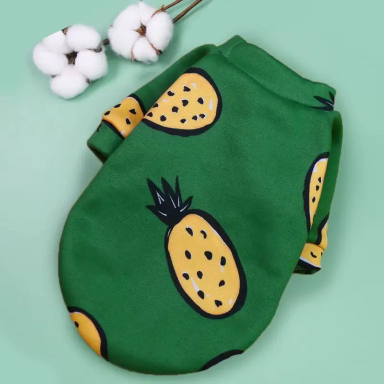 Haină pentru câini, verde, imprimeu ananas, HH1027