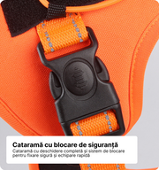 Ham tactic premium Petora pentru câini, ajustabil, reflectorizant, cu mâner ranforsat, portocaliu