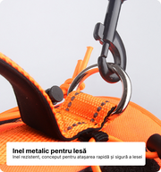 Ham tactic premium Petora pentru câini, ajustabil, reflectorizant, cu mâner ranforsat, portocaliu