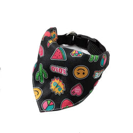 Bandană pentru câini tip eșarfă, cu prindere pe zgardă, imprimeu