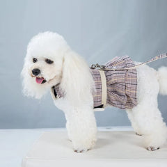 Haină fustă, cu lesă, pentru căței, gri, HH1014