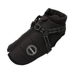 Haină impermeabilă pentru căței, cu suport lesă, neagră, HH1010