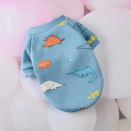 Haină pentru câini, albastră, imprimeu dinozauri, HH1027