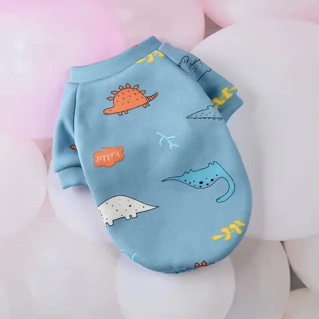 Haină pentru câini, albastră, imprimeu dinozauri, HH1027