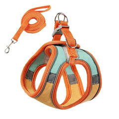 Ham ajustabil cu lesă pentru căței, portocaliu-verde, HC1022