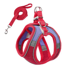 Ham ajustabil cu lesă pentru căței, roșu-albastru, HC1022