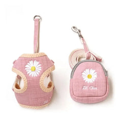 Ham ghiozdănel ajustabil, cu lesă, pentru căței, roz, HC1026