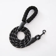 Lesă premium Petora pentru câini, din coardă împletită, cu carabină rapidă, 1,5 m, neagră