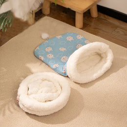 Pat moale din pluș pentru pisici și câini, albastru, BD1001