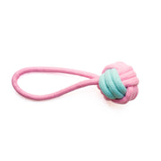 Jucărie de ros pentru câini din sfoară, minge cu mâner, 18cm