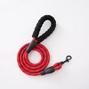 Lesă premium Petora pentru câini, din coardă împletită, cu carabină rapidă, 1,5 m, roșie