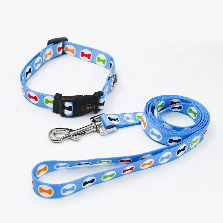 Set zgardă reglabilă cu lesă, pentru câini, albastra, ZC1022